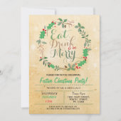 クリスマスディナーパーティードリンクメリークリスマス招待状 招待状 (正面)