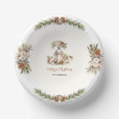 クリスマスディナーパーティーパインホワイト&クリームエレガント ペーパーボウル (正面)