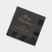 クリスマスディナーパーティーブラック金ゴールド年 箔ナプキン (左)