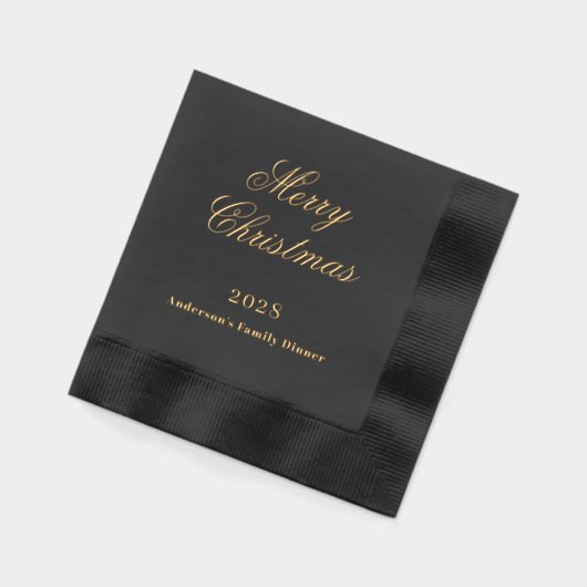 クリスマスディナーパーティーブラック金ゴールド年 箔ナプキン (左)