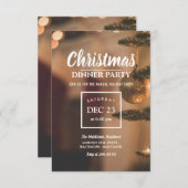 クリスマスディナーパーティーホリデーエレガントライト 招待状 (正面/裏面)