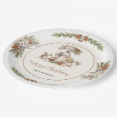 クリスマスディナーパーティーホワイト&クリームエレガント ペーパープレート (アングル)