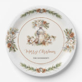 クリスマスディナーパーティーホワイト&クリームエレガント ペーパープレート (正面)