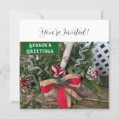 クリスマスディナーパーティーレッドボウパインコーン シーズンカード (正面)