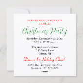 クリスマスディナーパーティーレッドボウパインコーン シーズンカード (裏面)