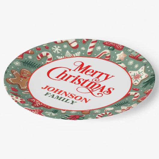 クリスマスディナーパーティー紙プレート ペーパープレート (アングル)