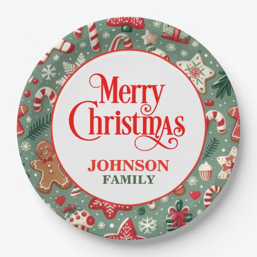 クリスマスディナーパーティー紙プレート ペーパープレート (正面)
