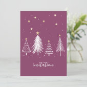 クリスマスディナーパーティー紫エレガント 招待状 (スタンド正面)