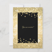 クリスマスディナーパーティー金ゴールドグリッター冬季 招待状 (裏面)