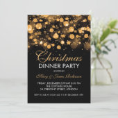 クリスマスディナーパーティー金ゴールドスターきらめくズ 招待状 (スタンド正面)