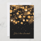 クリスマスディナーパーティー金ゴールドスターきらめくズ 招待状 (裏面)