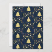クリスマスディナーパーティー金ゴールドスターズツリーズ深いブルー 招待状 (裏面)