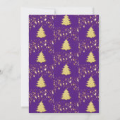 クリスマスディナーパーティー金ゴールドスターツリーズパープル 招待状 (裏面)