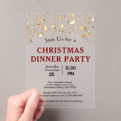 クリスマスディナーパーティー金ゴールドスター アクリル招待状 (インサイチュ (ポータブル))