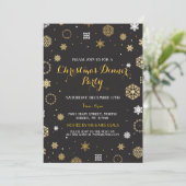 クリスマスディナーパーティー金ゴールドスノーフレーク招待状 招待状 (スタンド正面)