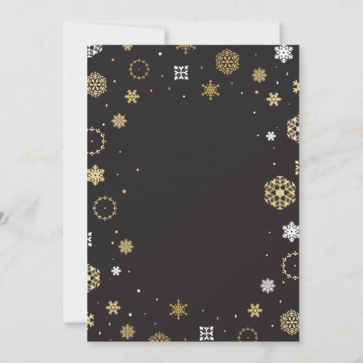 クリスマスディナーパーティー金ゴールドスノーフレーク招待状 招待状 (裏面)