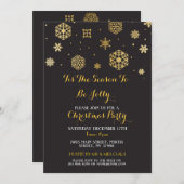 クリスマスディナーパーティー金ゴールドスノーフレーク招待状 招待状 (正面/裏面)