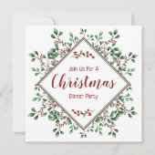 クリスマスディナーパーティー、フェスティバル 招待状 (正面)