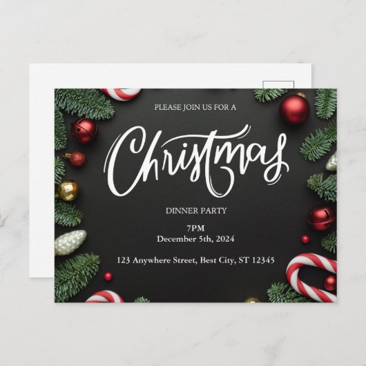 クリスマスディナーパーティー ポストカード (正面/裏面)