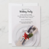 クリスマスディナープレートホリデー招待状 (正面)