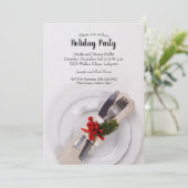 クリスマスディナープレートホリデー招待状 (スタンド正面)