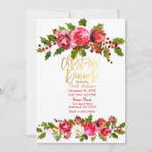 クリスマスディナーホリデーパーティーホリーベリーフローラ 招待状 (正面)