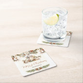 クリスマスディナーホワイト&クリームエレガントクラシック スクエアペーパーコースター (インサイチュ)