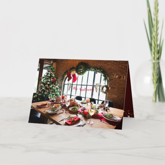 クリスマスディナーモノグラム食品天使の伝統 シーズンカード (正面)