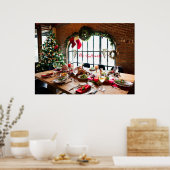 クリスマスディナーモノグラム食品天使の伝統 ポスター (キッチン)