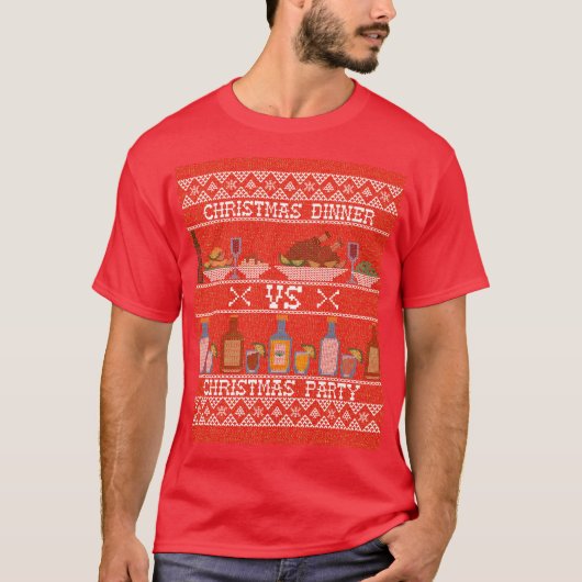クリスマスディナー対クリスマスパーティー Tシャツ (正面)
