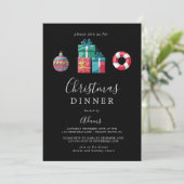 クリスマスディナー招待状カード – 12月25日 招待状 (スタンド正面)