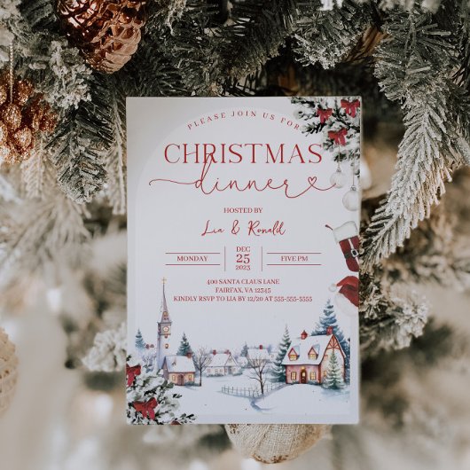 クリスマスディナー招待状クリスマスパーティー招待状 招待状
