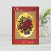 クリスマスディナー招待状-ポインセチア 招待状 (スタンド正面)