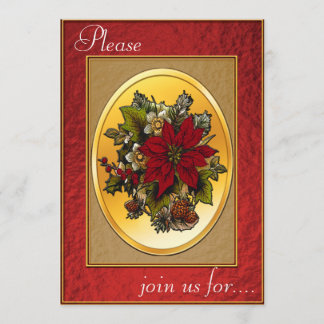 クリスマスディナー招待状-ポインセチア 招待状