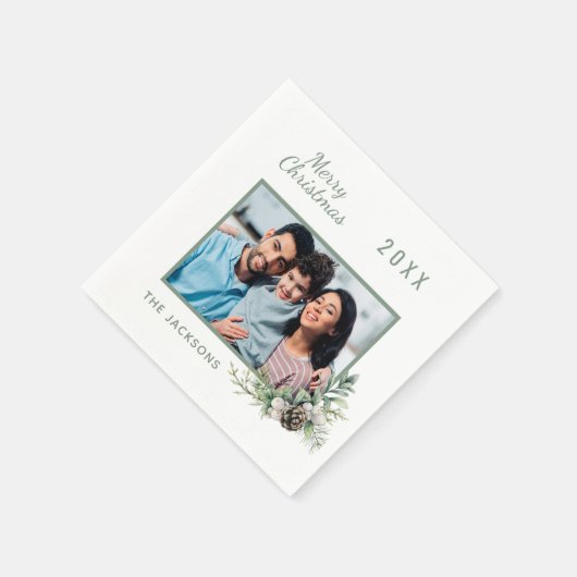 クリスマスディナー白いコーン松の写真名 スタンダードカクテルナプキン (角)