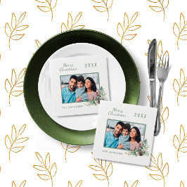 クリスマスディナー白いコーン松の写真名 スタンダードカクテルナプキン