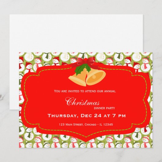 クリスマスディナー 招待状 (正面/裏面)