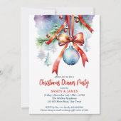 クリスマスディナ伝統的ーのパーティー水色 招待状 (正面)