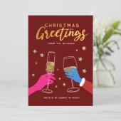 クリスマスディンクカラフルはっきりしたパーティー 招待状 (スタンド正面)