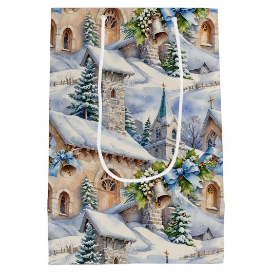 クリスマスデイカントリー教会 ミディアムペーパーバッグ (裏面)