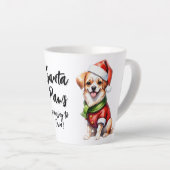 クリスマスデイパピー衣服サンタクロース服 カフェラテマグ (右アングル)