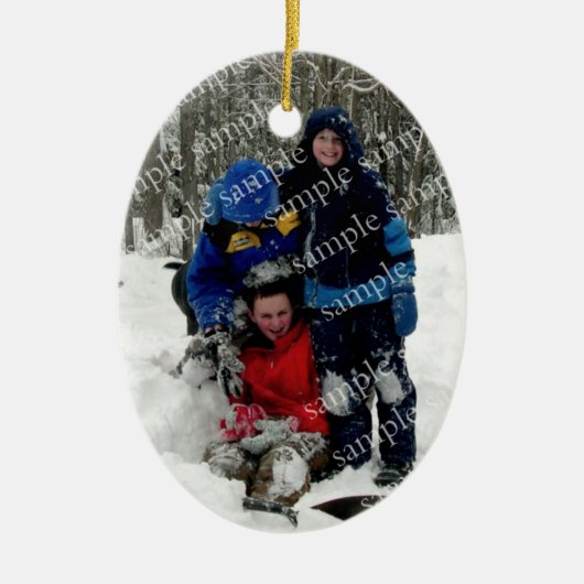 クリスマスデイフォトキープサケ セラミックオーナメント (正面)