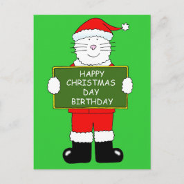 クリスマスデイ誕生日猫inサンタ シーズンポストカード