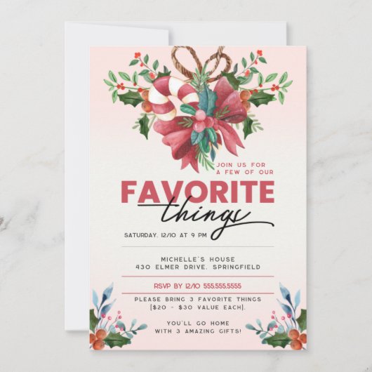 クリスマスデコお気に入りのレーションパーティー 招待状 (正面)