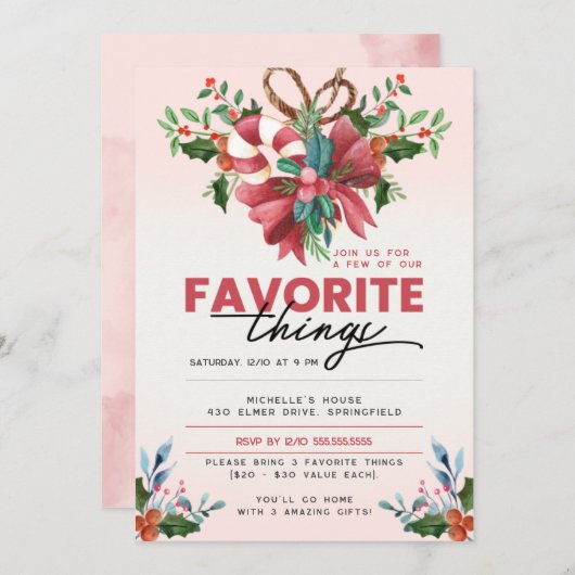 クリスマスデコお気に入りのレーションパーティー 招待状 (正面/裏面)