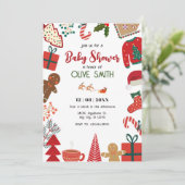 クリスマスデコレーションおもしろいベビーシャワー 招待状 (スタンド正面)