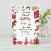 クリスマスデコレーションおもしろい誕生日 招待状 (スタンド正面)