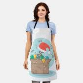 クリスマスデコレーションとサンタハット付きクラフトボックス エプロン (着用した状態)