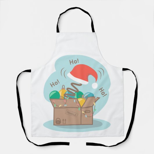 クリスマスデコレーションとサンタハット付きクラフトボックス エプロン (正面)