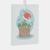 クリスマスデコレーションとサンタハット付きクラフトボックス ガラスオーナメント (正面右)